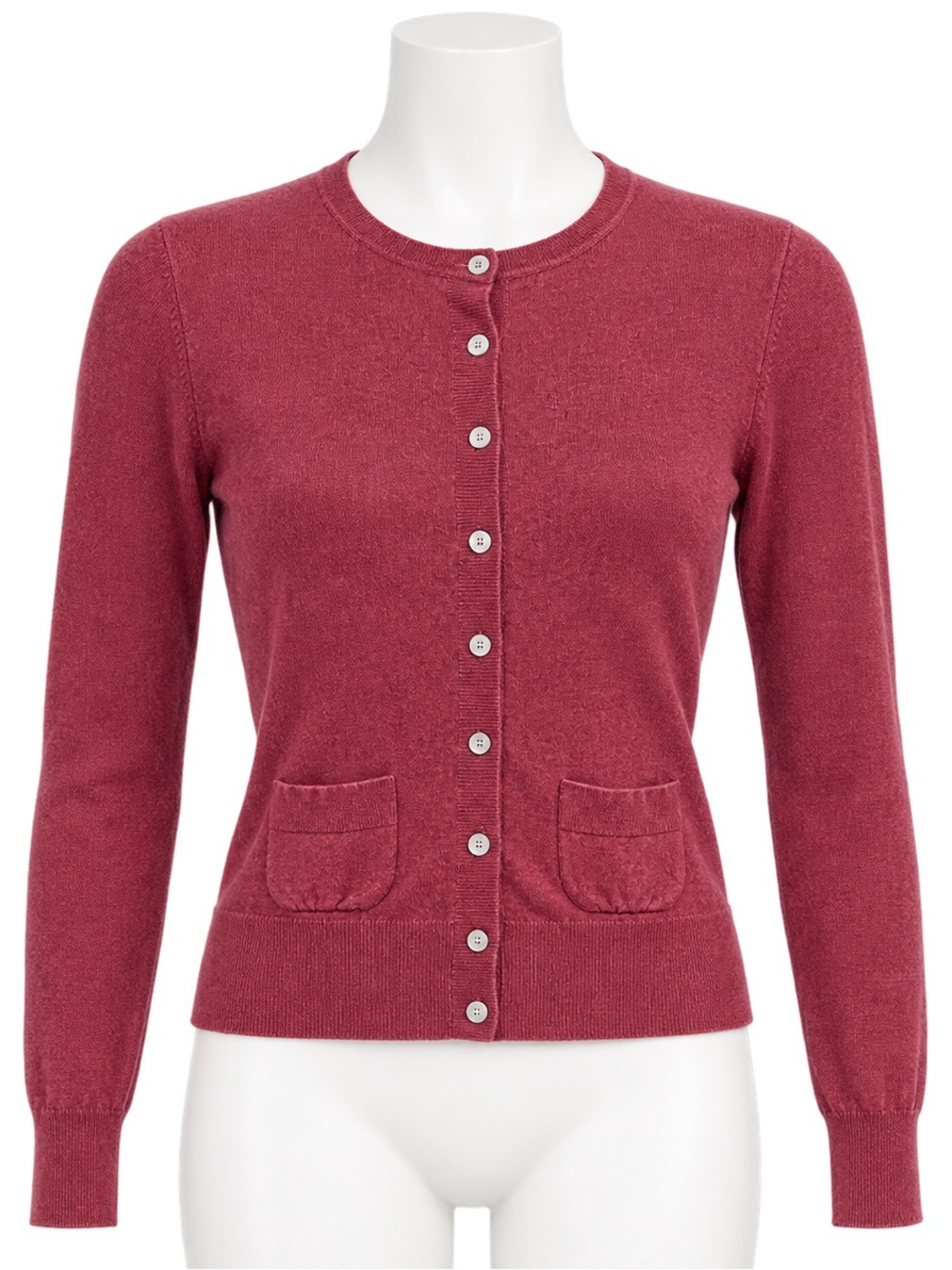 Tristan & Iseut Silk Cashmere Cardigan XS Coral Red Luxury Knit